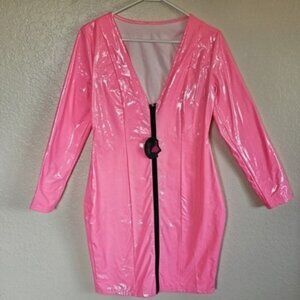Women's Faux Leather Bodycon Long Sleeve Dress Medium Pink Cosplay by Rozegaga